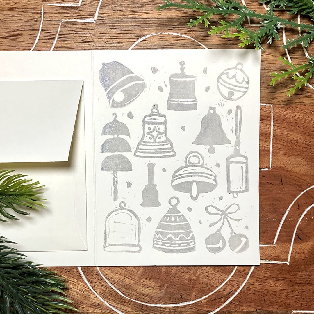 linocut Christmas card Silver Bells
