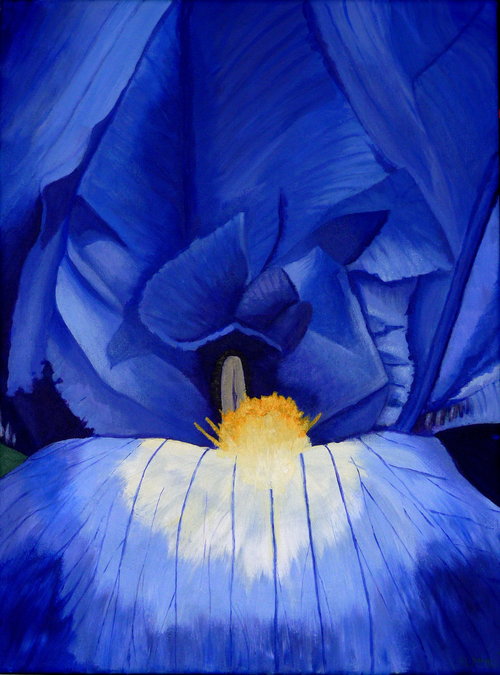acrylic painting of a purple iris